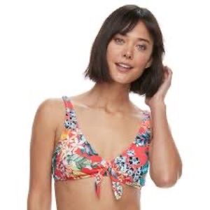 Apt. 9 Floral Coral Bikini Top Sz M